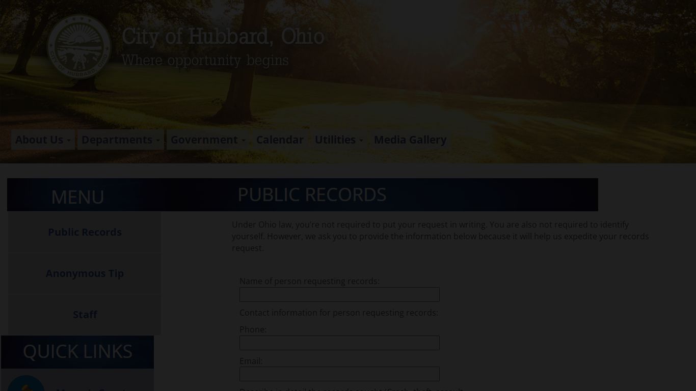 Public Records - City of Hubbard