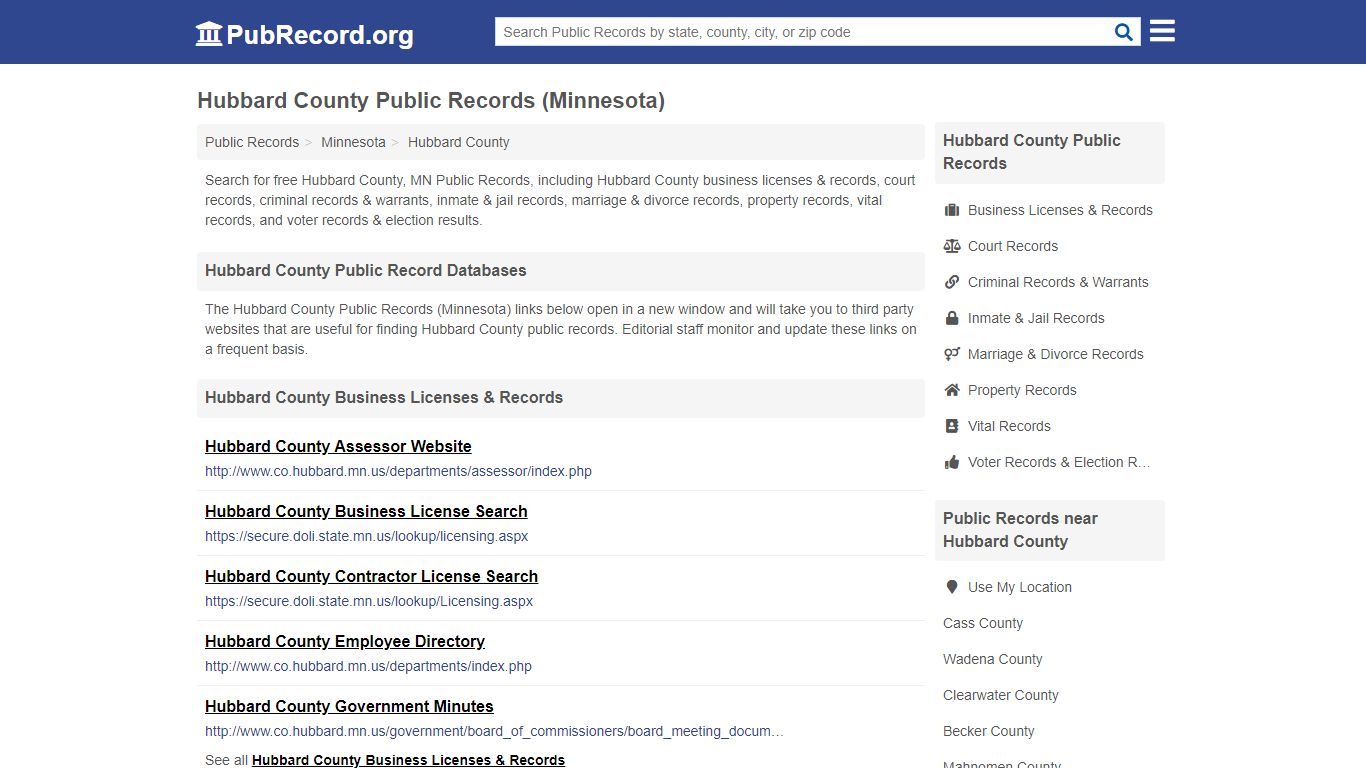 Free Hubbard County Public Records (Minnesota Public Records)